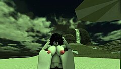 On the beach, this big ass and tits bitch TAKES a black CREAMPIE during intense fucking session