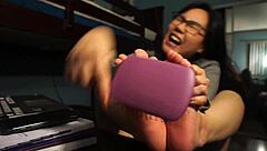 hey, why don't i tie up my toes and tickle them myself for that wild foot fetish rush?