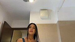 Can She Be the Most Beautiful Girl Ever Just Look at Her Sexy Blue Mini Skirt and Panties with Cute Lingerie