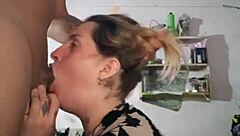 Hey, check out this blonde amateur getting addicted to sucking and swallowing hot jizz in deepthroat action.