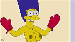 Marge Simpson Boldly Strips Naked Revealing Big Tits in Hentai Photoshoot