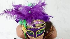 hey, check out this busty brunette oiled milf with a thick ass wishing everyone a happy mardi gras - that's camela clutch!