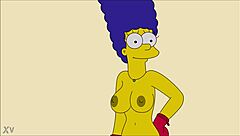 Marge Simpson Boldly Strips Naked Revealing Big Tits in Hentai Photoshoot