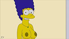 Marge Simpson Boldly Strips Naked Revealing Big Tits in Hentai Photoshoot