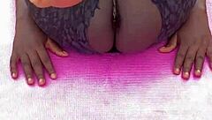 check out my wet pussy flashing during this early morning workout session