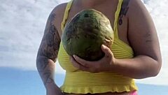 Bikini Fiercely Splits Swollen Pussy Lips in Bold Beach Flash!