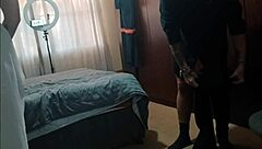 stepdad and his friend take turns riding my wet pussy in bedroom mmf threesome with creampie cum on ass. they spread my legs wide for huge cock fucking