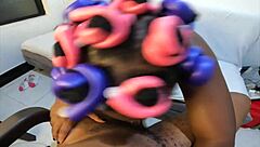 naughty soft curlers girl playing with my big tits... my dick sucking lips is absolutely perfect for your cock 😈 - jhodez1