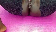 check out my wet pussy flashing during this early morning workout session