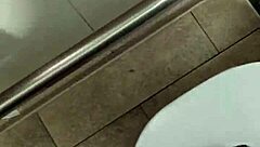 oh man, getting naked and masturbating in that public toilet feels so risky 😈