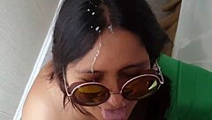 Whoa, she swallows that huge cumshot and follows up with an intense squirt as a gift in amateur BBW action.