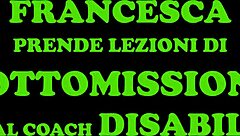 Curly French girl learns submission from disabled coach in intriguing domination roleplay with kisses