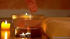 Twisting into a loving handjob massage session