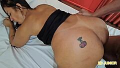 Hey, tearing into that milf's ass without a condom - full vid on red and sheer! 🔥🍑