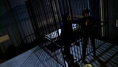 catwoman threesome in the cage with anal fucking and cumshot 😈