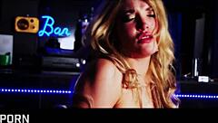 Big tits blonde British milf gets sensual romantic sex in the pub with couple fucking, riding, and cum on tits 😍