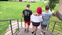 Why Does This German Redhead RTL2 TV Star Red Storm Dive Into Outdoor MMF Threesome?