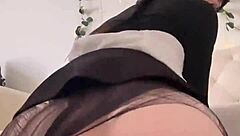 Petite Teen Wednesday Addams Displays Big Round Ass Bouncing On Huge Dildo In Solo Masturbation With Toys