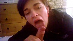 Emma Kees Swallows Deepthroat Blowjob from Emo Milf Teen Combo!