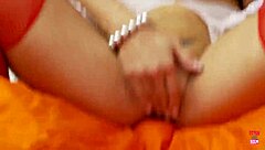 Blonde in latex costume and heels bends over for doggystyle sex to collect his DNA sample