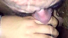 blonde bbw giving sloppy blowjob to big black cock, she's fat and loves that monster cock action