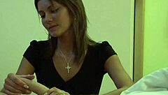 Amateur CFNM Babe Teasing Boyfriend with Blowjob Domination in Bedroom Close-Up