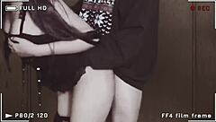 wtf this girl in skirt and fishnet stockings is fucking and getting creampie in elevator