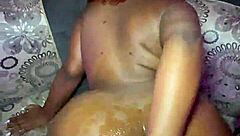 Colombian ebony stepsister went to bed without panties, leading to horny homemade fucking with big cock on tits.