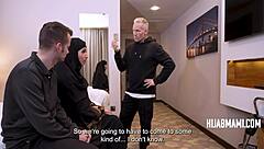 Debt collectors bang reluctant hijab milf Aaliyah Yasin in intense MMF group session with blowjobs