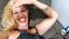 Tatuagem session turns into blonde Latina milf's anal plug adventure with natural tits and pov sex