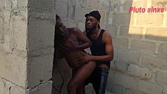 that submissive black slave got tied up tight for some rough outdoor bdsm domination by her master