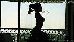 Oh man, that goth chick with big tits rides her silhouette dildo solo 😈