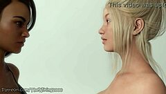 So these two tall girls are kissing and one swallows the tiny one in this cartoon vore scene.