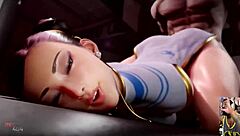 Cheerleader Skye Gets Wet Bald Pussy Cum Covered. Thicc Fat Ass Chun-Li Fucked From Behind