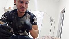 Tatuagem session turns into blonde Latina milf's anal plug adventure with natural tits and pov sex