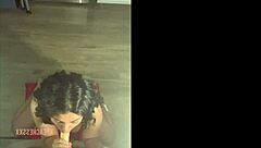 busty latina with natural tits blowing and titfucking her dildo like a total slut 😈