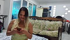 The Latina performs a lively routine on webcam, showcasing her energetic style