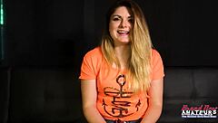 Curvy Brunette Cutie Rachel Gets Her Wet Shaved Pussy Fucked And Swallows Cum!