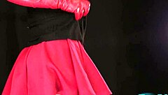 Housewife Dirty Talk With Leather Gloves And Upskirt Tease