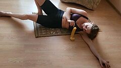 hot yoga milf gets really messy and squirts during her session