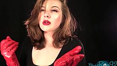 Housewife Dirty Talk With Leather Gloves And Upskirt Tease