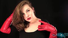 Housewife Dirty Talk With Leather Gloves And Upskirt Tease