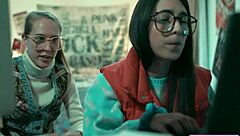 Nerd Babe With Hairy Pussy Scissoring Lesbian Milf Bff In Fantasy Threesome