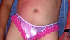 Hey, check me modeling this satin panty in a fun dance with bra and lingerie vibes! 💃🩲