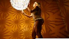 oh wow, check out this sexy blonde babe doing a retro tease and solo masturbation session 😏