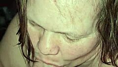 the grandmother offered a blowjob in a casual encounter, focusing on the milf's ass during the moment