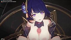 raiden shogun gives an epic titjob in this anime hentai scene