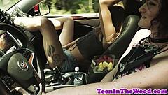 In a rough bondage scene, the restrained teen 18+ gives a blowjob before getting banged hard by the group