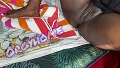 Does this ebony housewife tempt you with her juicy shaved pussy in a wild sex game?