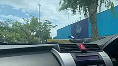 Stop it, I'm waiting for my wife - but why is this milf jerking off my big cock in the parking lot?